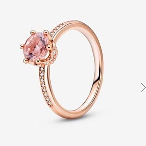 Pink Sparkling Crown Solitaire Ring